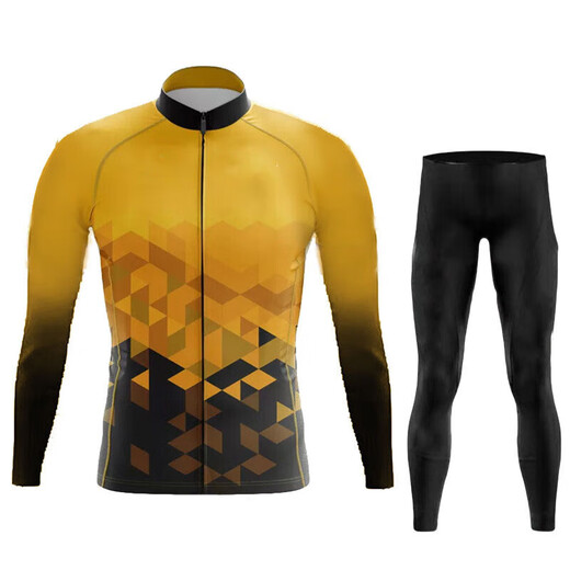 Qingbilin Cycling Suit Fleece Long Sleeve Cycling Suit Winter Long Sleeve Road Cycling Warm Top Jacket F3 Pure Black Plus Velvet丨Set XL Size丨60-65kg