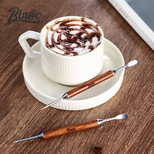 Bincoo coffee latte needle rosewood handle carved needle carved stick fancy coffee utensils espresso coffee accessories