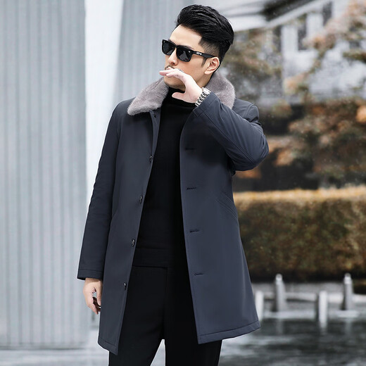 KAISER mink coat men's mink liner Haining mid-length fur coat men's dark green mink 52