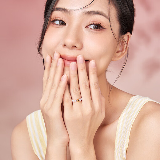 Saturday blessing yellow 18K gold pearl ring for women love gold ring birthday gift X0111071 ring