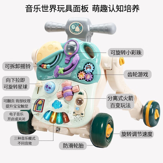 盟石（cute stone）宝宝学步车防o型腿婴儿2024款防侧翻婴儿学步车多功能小孩手推车 四合一学步手推车【王子款】 1-3岁宝宝学步车周岁生日礼物