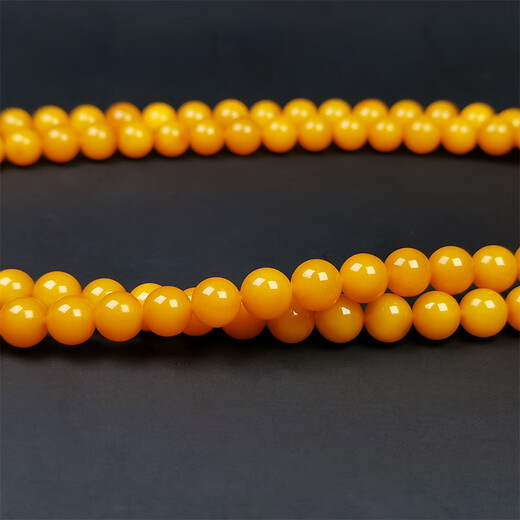 Amber style, one object, one picture, one certificate, beeswax bracelet, women's model, 108 amber bracelet, chicken fat yellow Buddhist beads, beads, 15.11g, diameter 6mm