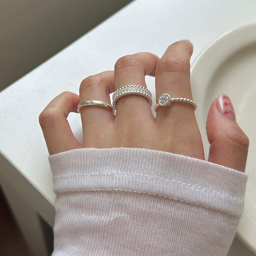 Fan Mili Anillo de moda apilado para mujeres Temperamento dulce y fresco Personalidad elegante Luz de lujo Luxury Open Finger anillo versátil Índice Tendencia de anillo de dedo JZ6636 Apertura ajustable