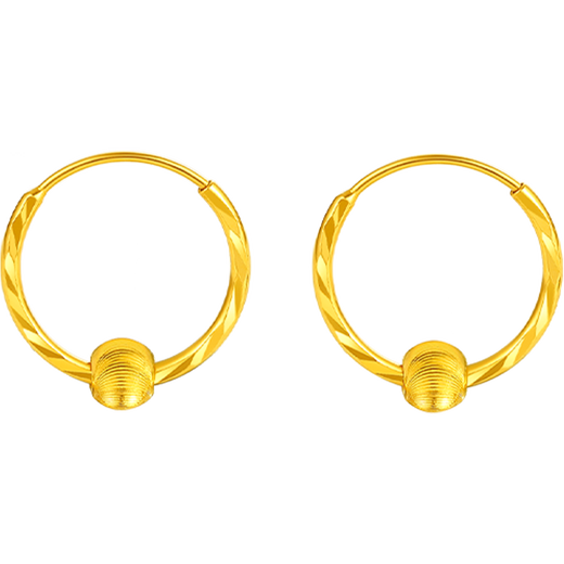 Saturday Fu 5G craft gold earrings for women sparkling gold beads pure gold earrings price A0910235 one pair about 1.33g