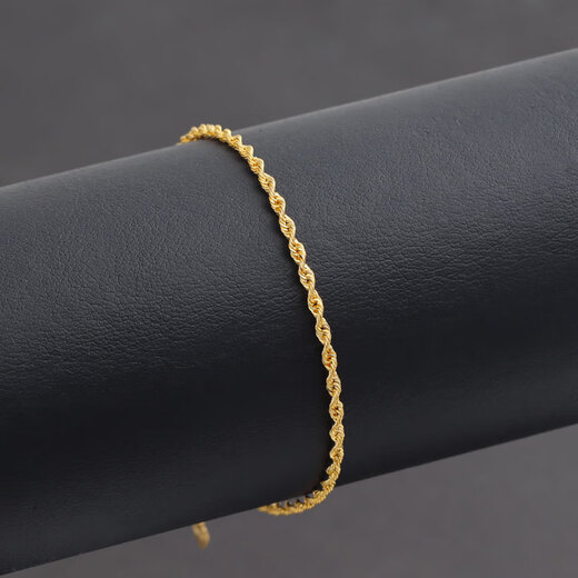 Miling 18K gold hollow twist rope ultra-light twist bracelet k gold plain gold women's bracelet 18K gold 16+3cm1g