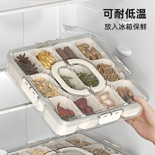 Cabinet star spice storage box household seasoning aniseed seasoning jar cinnamon pepper aniseed chili seasoning jar kitchen seasoning box transparent model - upgraded large capacity 12 compartments - handle model