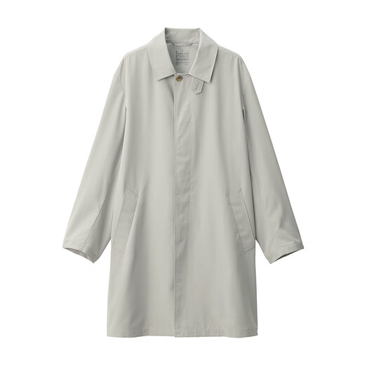 MUJI Men's Waterproof Stand Collar Coat Windbreaker Jacket Men's Mid-Length Men's Spring 25 AD0WUC5S Light Yellow L (175/100A)