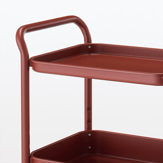 MUJI Steel Tube Trolley Rack Storage Rack Organizing Storage Rack Kitchen Bathroom Modern Simple Dark Red