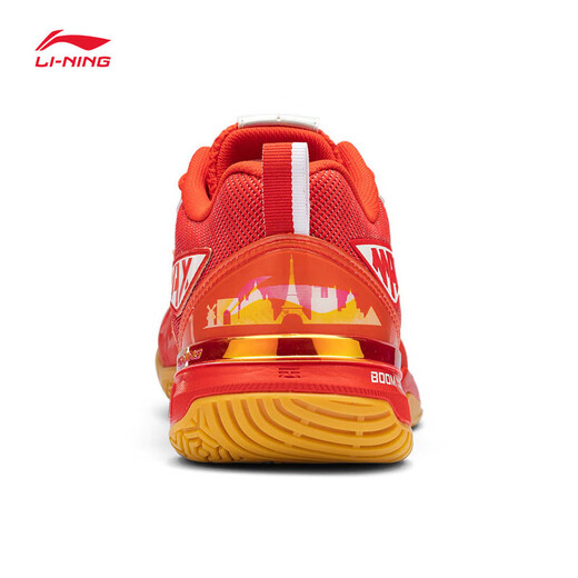 Li Ning Badminton Shoes Blade MAX City Version New Mandarin Duck Color Men's and Women's Technology Shock Absorbing Breathable Sports Shoes Dream Blue/Red Flame Red-2AYAU005 Standard Last 39 (240mm)