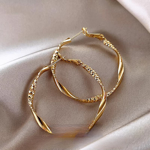 Nilan Fat Dong Lai's same style 18K gold large hoop earrings large hoop women's light luxury fashion niche design gold/925 white gold needles