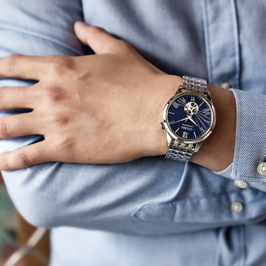 CITIZEN Watch Fully Automatic Mechanical Men's Watch Fashionable Hollow Transparent Bottom Elegant Men's Watch Birthday Gift for Boyfriend NH9130-84L