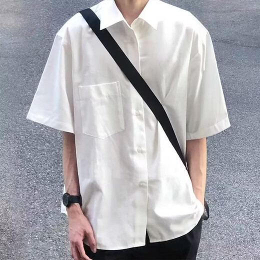Miao Yijia kurzärärmiges Hemd Herren Sommerjacke weißes Hemd Herrenhemd Casual Viertelärmelte halbärmelige Kleidung Herrenstil Hong Kong Style White Kurzärmelige lose Hemd M.