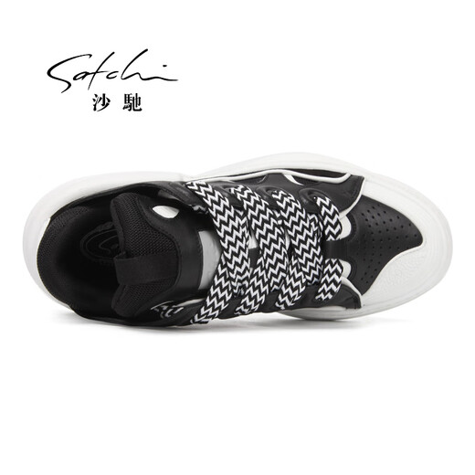 Shachi casual trendy cowhide fashionable non-slip wear-resistant comfortable and breathable casual shoes DWT3E3519 black 43