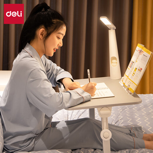 Deli bed desk/computer desk/lazy folding table for home student dormitory with adjustable angle and height 92051