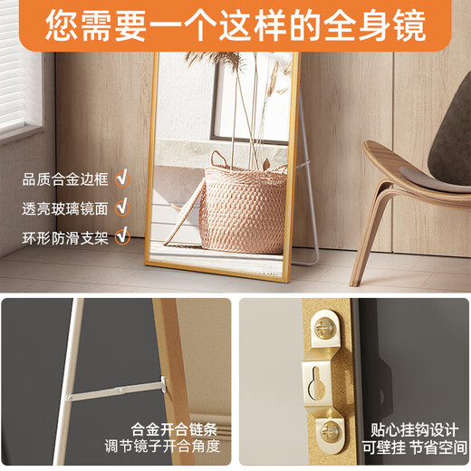 安尔雅穿衣镜 家用落地全身镜女生卧室镜子挂墙壁挂立体试衣镜拱形