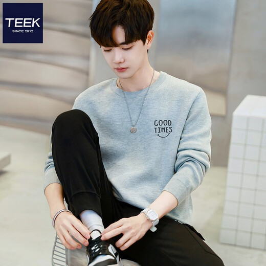 Eeek Trendy Pulhever Sweater para niños Séter de manga larga 2025 Autumn Fashion Teenagers para hombres Simple Top My303 Gray XL