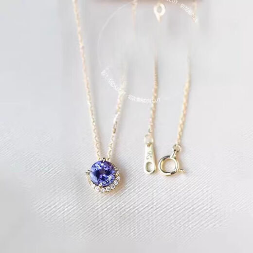 DL 1998 Fat Donglai same style tanzanite necklace Japanese agete Akado natural l natural female light luxury retro amethyst 18K amethyst tanzanite necklace