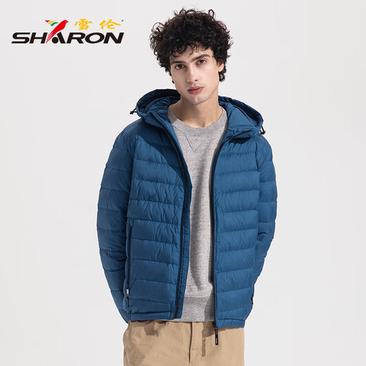 Shirron außerhalb der Saison Light Down Jacket Herren-Kapuze-Pendelpendel-Businessstil Herbst- und Winterjacke Licht und warm 13661 Songcha Green L.