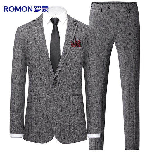 Luo Meng suit suit men's slim professional formal suit men's suit business groom suit wedding suit men's suit