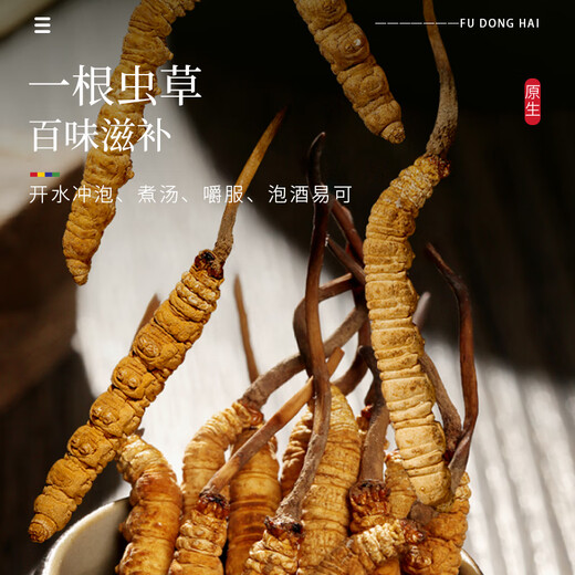 Fudonghai Cordyceps sinensis 4 grams gift box - about 3 pieces/g12 tubes Gift tonics for elders