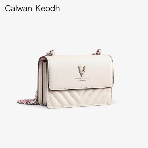 CALWAN KEODH官网包包女包轻奢ck风新款斜挎包链条包生日礼物送女友老婆 米白【奥斯汀粉礼盒+花束+贺卡】实用走心女生闺蜜