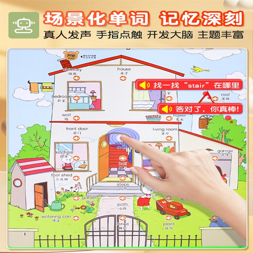 儿童英语启蒙有声书学习神器英语单词记背神器快速记单词早教机幼儿英文口语教材绘本会说话的早教手指点读发声幼儿园宝宝玩具正版 发声书共2本英语启蒙+学前拼音