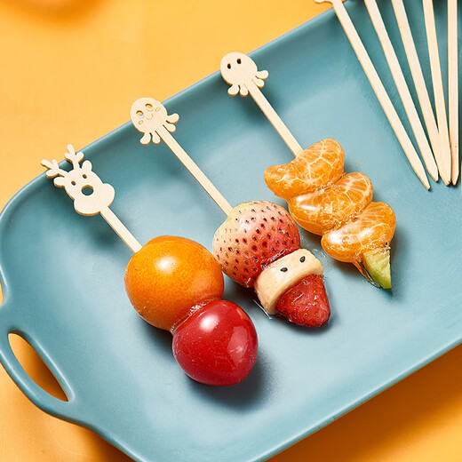 Suncojia Cartoon Disposable Fruit Picks Dessert Plate Display Pastry Picks Cute Cartoon Exquisite Bamboo Picks About 45 Count