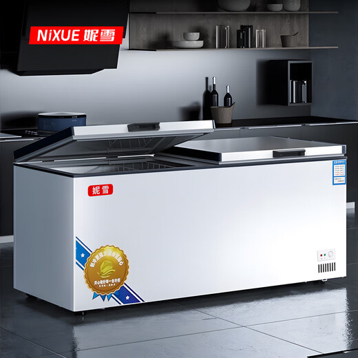 Nixue Commercial Großer Gefrierschrank Doppel-Temperature Doppelzimmer Gefrierschrank Horizontaler Gefrierschrank Gefrierschrank Displanschrank großer Gefrierschrank 688 Doppeltemperaturkühlung beim Einfrieren