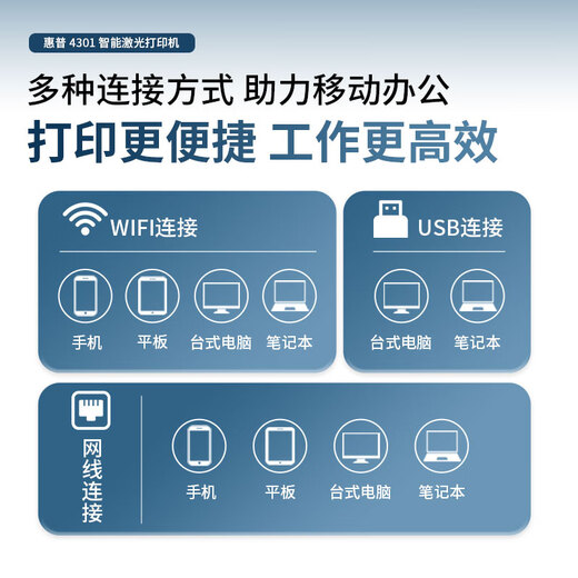 惠普（HP）4301DW 彩色激光打印机自动双面无线商用A4办公复印扫描三合一体手机