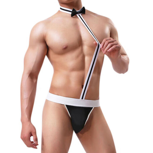 Cupidcat sexy underwear gay patent leather onesie hollow imitation leather black patent leather tie-in bundling strap adjustable gay thong men underwear sexy private sex