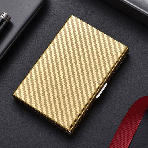Tuzun anti-theft brush anti-degaussing card holder document storage box metal men's and women's credit wallet card holder stainless steel card box small size - gold 6 card slots (can hold driver's license)