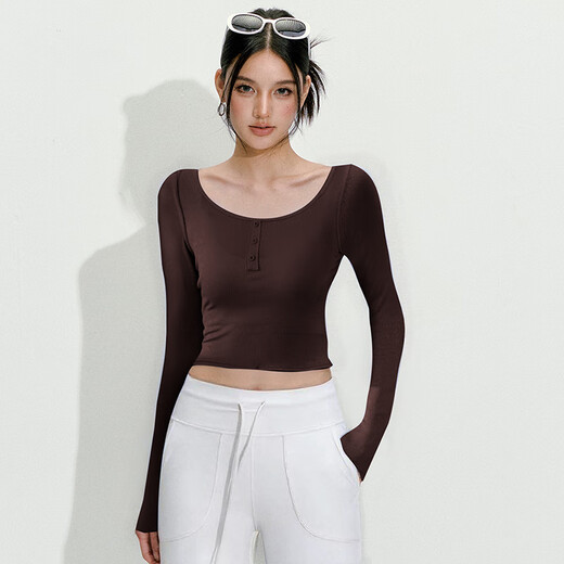 LULULMCCTN long-sleeved yoga top women's Pilates professional training tight slimming running sports fitness T-shirt blue linen L