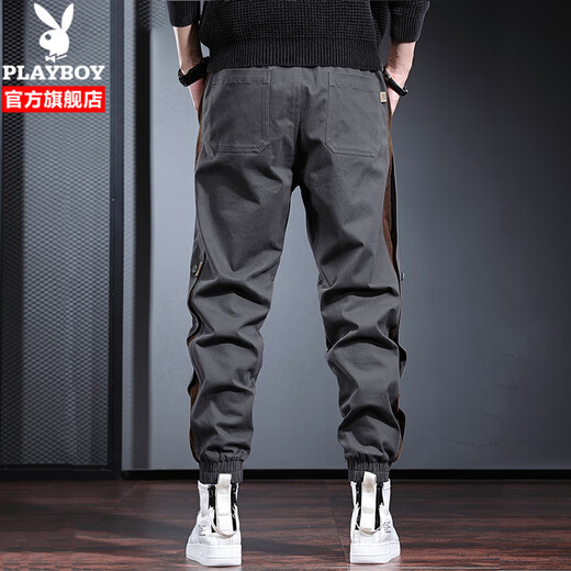Playboy (Playboy) Casual Hosen Herrenhosen Frühling und Sommer Neue Style -Arbeit Ejakulationshose Männer lose trendige Herrenhosen Mode Harem Hose Gray Regular Style 2xl