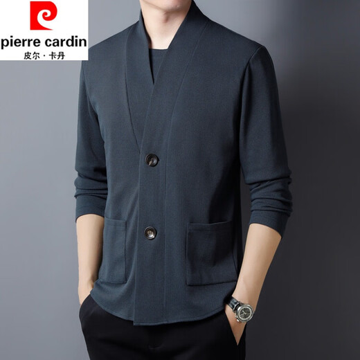 皮尔卡丹（pierre cardin）男士假两件羊毛针织开衫春秋季新款纯色韩版毛衣商务休闲百搭上衣 驼色8816 3XL 185【建议165-180斤】