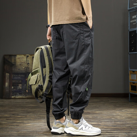 
JEEP SPIRIT workwear casual pants men summer ties loose slim pants men large size sports Harem trousers 9510 black XL