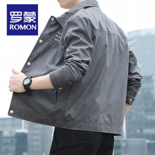 Romon 2025 Neue Herren -Lampeljacke Retro Jacke Dünnes Hemd Wildleder Frühling und Herbstkleid Jugendkleidung [Herbststil] K12806 Schwarz [Qualitätsgarantie] L.