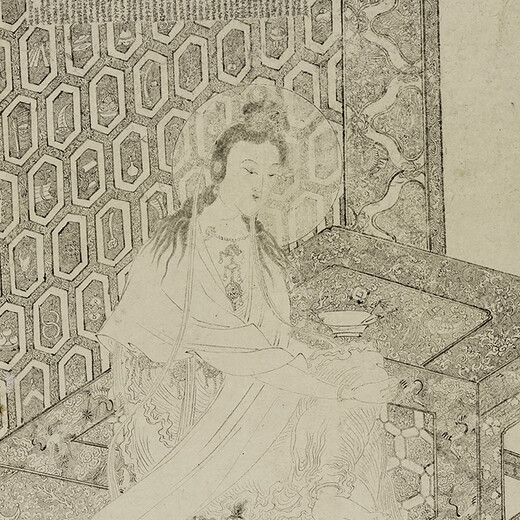 南宋白描大士像古代佛道画卷轴名画复仿古画挂画 宋画如来说法图11165 30X50厘米（画心尺寸） 装裱乳白