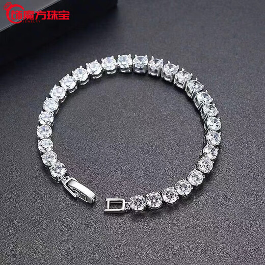 Guanpuge Fat Donglai same style pt950 platinum moissanite bracelet full of diamonds inlaid with four claw moissanite women's diamond jewelry light 18K gold-15cm x D-E/pole x 20 points LC/flawless under the mirror