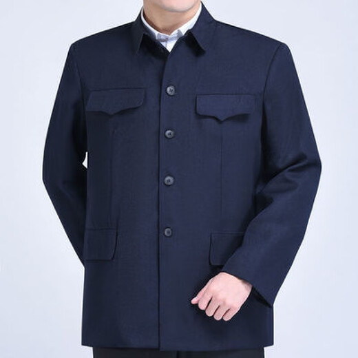 Mao suit men's dad's Mao suit autumn and winter clothes for grandpa and the elderly blue black 74/ weight 115-130 Jin Jin equals 0.5 kg