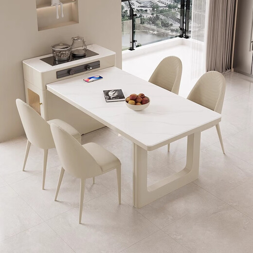Xiyahao island dining table integrated retractable household dining table and chair combination modern simple small apartment inverted dining table flat style island dining table 140cm slide rail socket