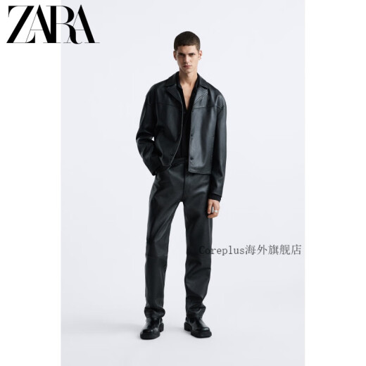 ZARA2023 new winter men's party series black leather leather pants 9953312800 black 38 (175/76A)