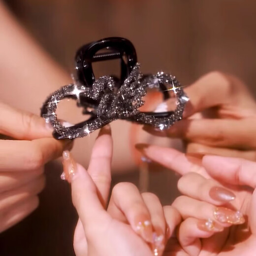 Two Worlds Light Luxurious and Elegant Eight-Character Swan Clip 2025 New Back of the Head Shark Clip High-Quality Disk Hair Clip Hair Accessory for Women Black Length About 8.5cm