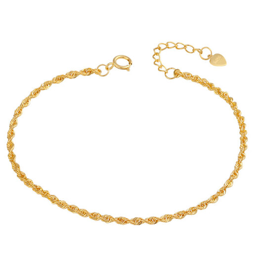 Miling 18K gold hollow twist rope ultra-light twist bracelet k gold plain gold women's bracelet 18K gold 16+3cm1g