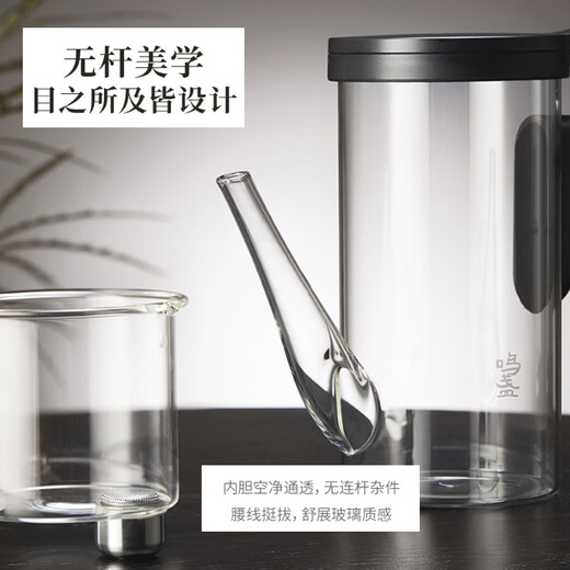 Mingzhan Elegant Pot Glass Teapot Kung Fu Tea Set Glass Liner Press-type Rodless Filter Teapot Elegant Cup MZ8023 (Long Mouth Pot Style) 500ml