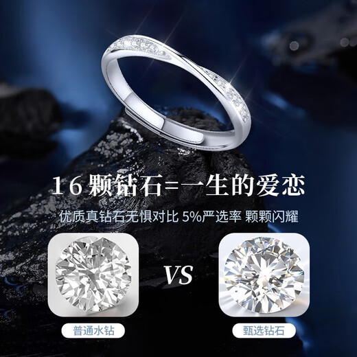 Chinese gold diamond platinum ring women's proposal diamond ring platinum wedding ring girl birthday gift girlfriend wife wedding anniversary Mobius diamond ring-16 diamonds-Jingsuda