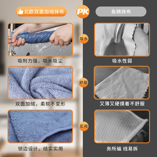 Camellia kitchen rag absorbent towel scouring pad glass cleaning cloth household dishwashing cloth cleaning housekeeping thickened rag medium size 6 rolls 30*30cm