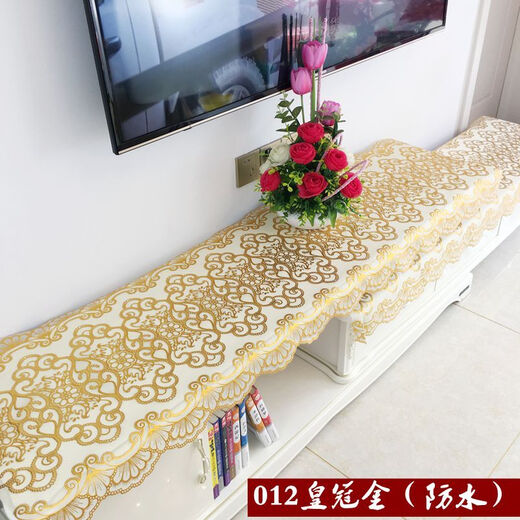 Bo Linglu PVC TV cabinet tablecloth rectangular living room coffee table tablecloth 2023 new waterproof and oil-proof double-layer universal 340 hot stamping (waterproof) 49*241cm (TV cabinet)