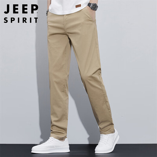 JEEP SPIRIT Jeep casual pants men loose spring and summer straight pants men trendy business pants khaki 32
