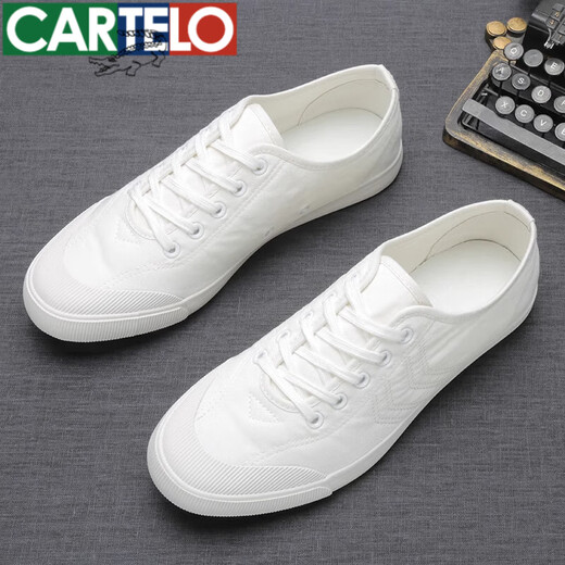卡帝乐鳄鱼（CARTELO）小白鞋男2025春秋新款透气男士休闲鞋子男软底板鞋开车帆布鞋男款 黑色 9272系带款 38