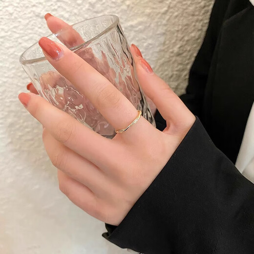 Mu Shen 18K gold plain ring opening adjustable index finger thin open ring